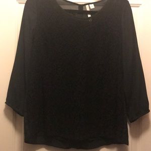 3/4 Sleeve Black Lace Blouse